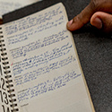 Students studying historical documents.