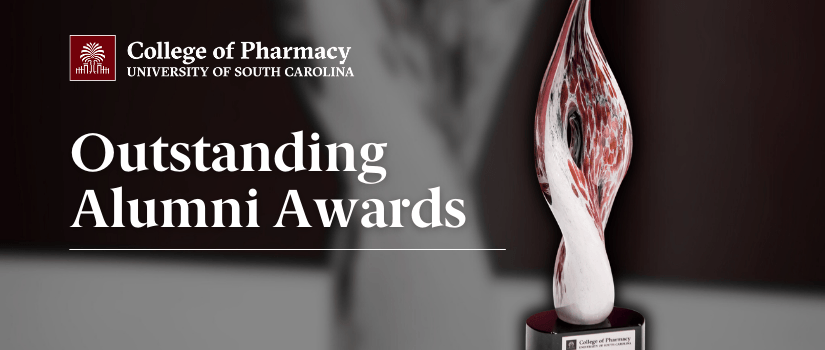 Outstanding Alumni Award with cop logo and image of a glass trophy